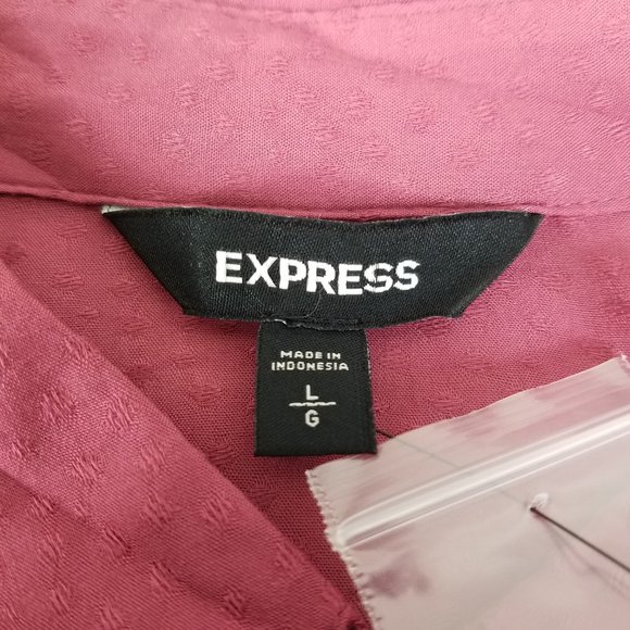 Express Shirt Womens Large Top New Smocked Cuff Long Sleeve Button Up Blouse - Picture 6 of 11